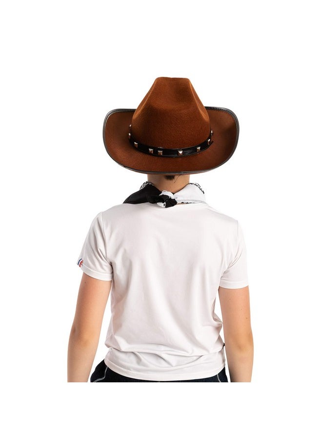 Spooktacular Creations Brown Cowboy Hat, 3 Pcs Bandana for Themed Parties, School Play, Trick or Treat, Photo-props