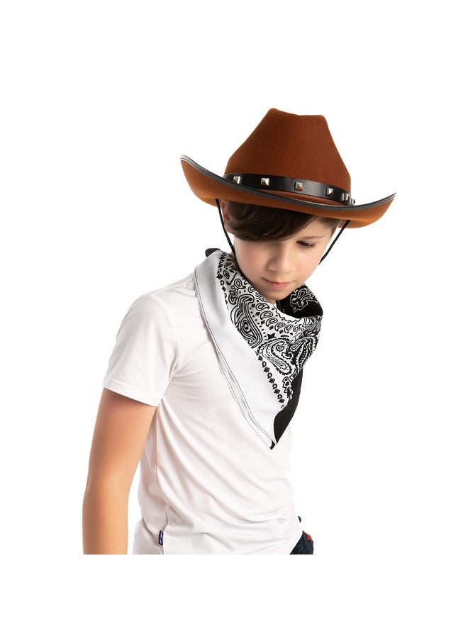 Spooktacular Creations Brown Cowboy Hat, 3 Pcs Bandana for Themed Parties, School Play, Trick or Treat, Photo-props