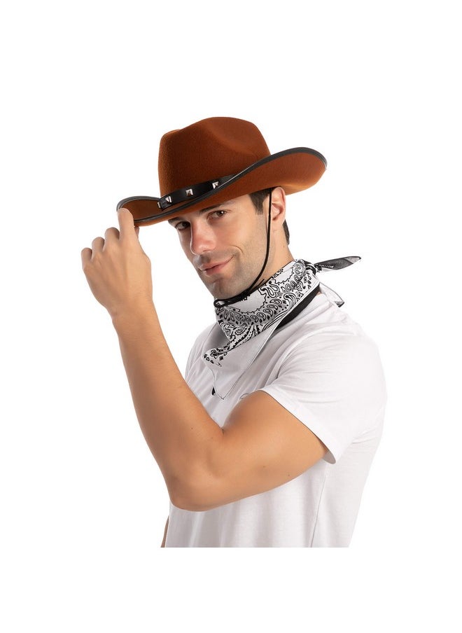 Spooktacular Creations Brown Cowboy Hat, 3 Pcs Bandana for Themed Parties, School Play, Trick or Treat, Photo-props