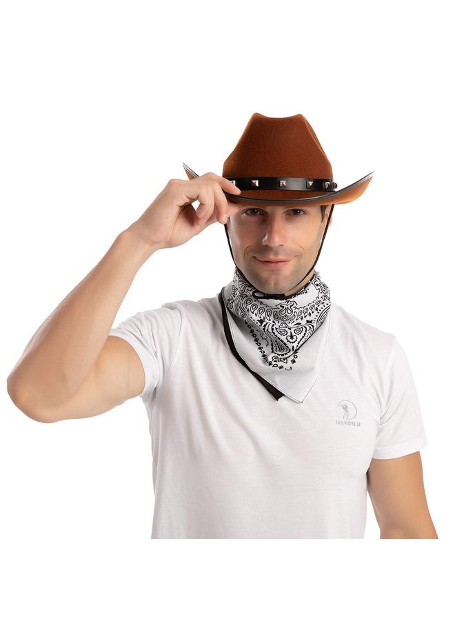 Spooktacular Creations Brown Cowboy Hat, 3 Pcs Bandana for Themed Parties, School Play, Trick or Treat, Photo-props