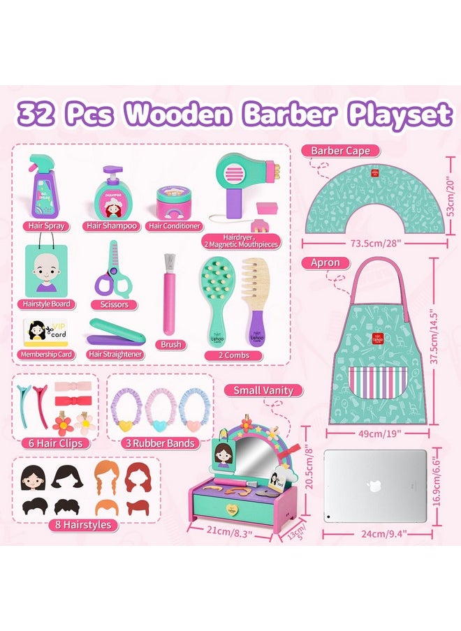 Lehoo Castle Wooden Kids Hair Salon Playset, Toddler Vanity for 3 Year Old Girls Birthday Gift, Beauty Barber Hair Styling Toys Pretend Play