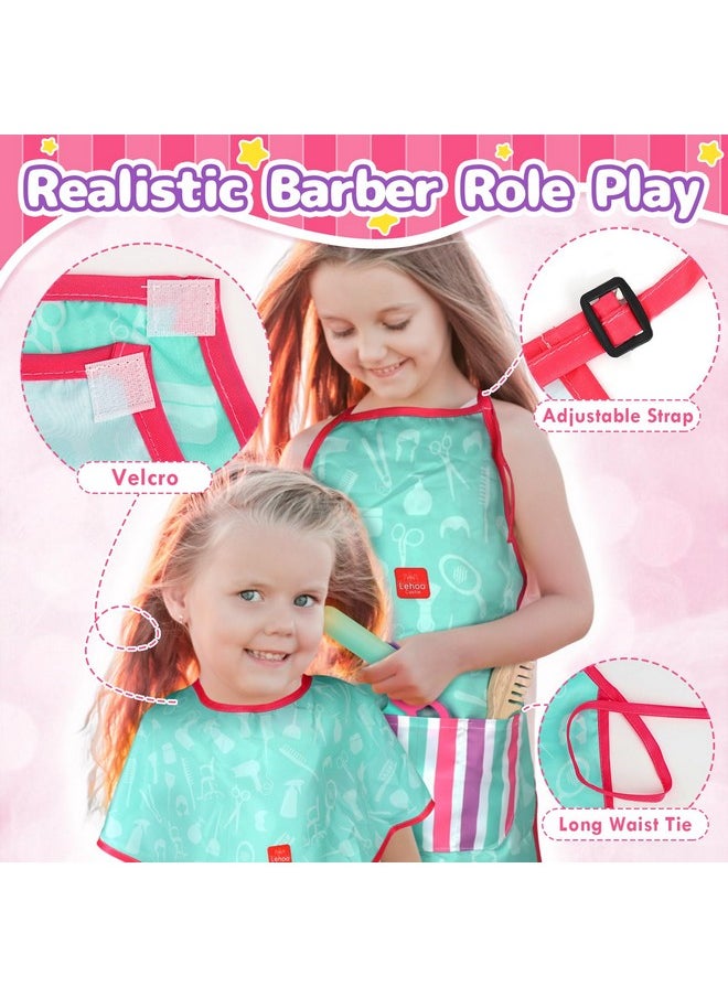 Lehoo Castle Wooden Kids Hair Salon Playset, Toddler Vanity for 3 Year Old Girls Birthday Gift, Beauty Barber Hair Styling Toys Pretend Play
