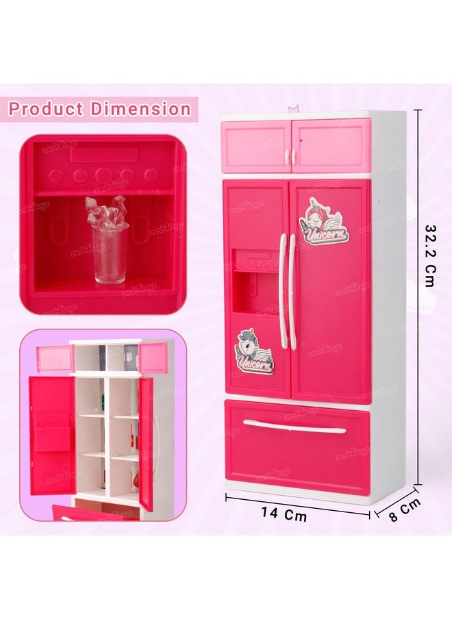 Zest 4 Toyz Unicorn Kitchen Set for Kids Girls Cooking Pretend Playset Birthday Gift with Openable Door & Accessories Pink