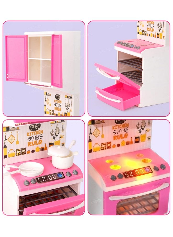 Zest 4 Toyz Unicorn Kitchen Set for Kids Girls Cooking Pretend Playset Birthday Gift with Openable Door & Accessories Pink