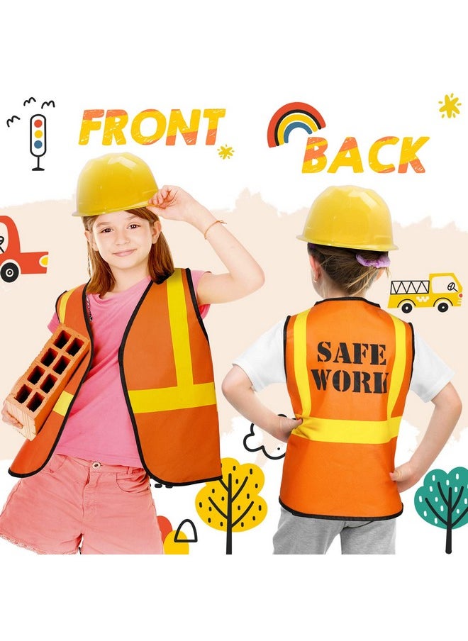 SATINIOR 24 Pieces Construction Worker Costume Construction Role Play Set Including Construction Vest and Hat Construction Birthday Party Costume Supplies for Dressing Construction Party