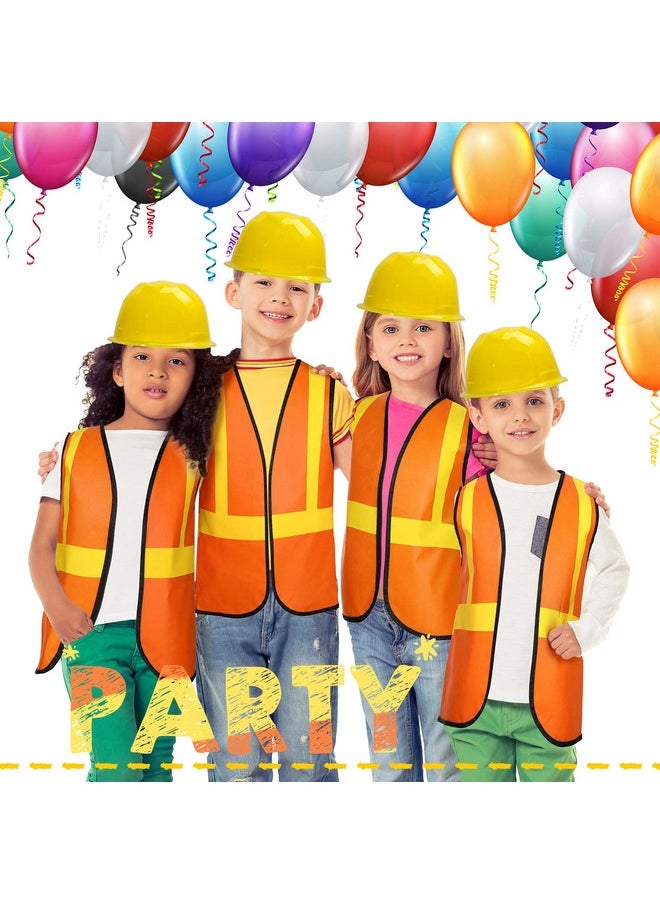 SATINIOR 24 Pieces Construction Worker Costume Construction Role Play Set Including Construction Vest and Hat Construction Birthday Party Costume Supplies for Dressing Construction Party