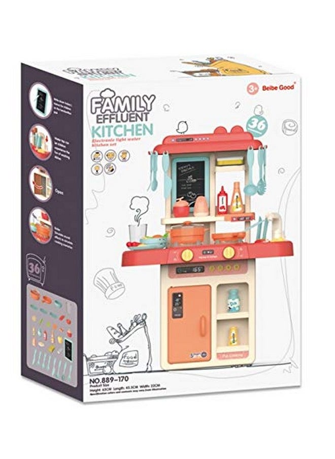 VBE® Plastic 36 Pcs Toy Kitchen Sets, Simulated Spray Kitchen Toys, Kids Kitchen Pretend Play Set, Play Cooking Set, Multicolour