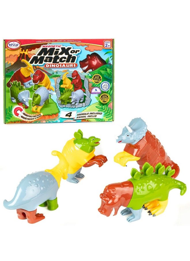 Magnetic Mix or Match Dinosaurs Toy Play Set, 15 Pieces