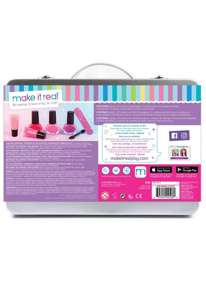 Make It Real: Glam Makeup Set - 10 Piece Travel Hard Case, Tweens & Girls, All-in-One Cosmetic & Beauty Kit, Includes Instrumental Dream Guide for Inspiration, Nails-Lips-Face, Kids Ages 8+