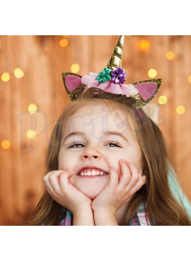 PARTEET Plastic Cute Unicorn Theme Combo Pack Of 3 Items 1 Modern Finger Rings Box(36Rings), 1 Unicorn Comb, And 1 Unicorn Hairband For Girl Kids, Pink