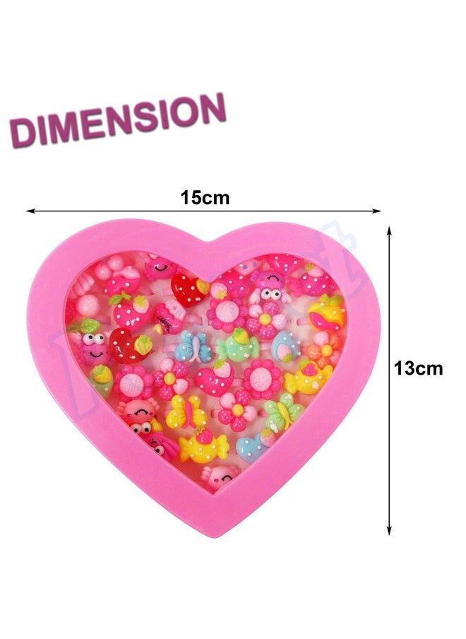 PARTEET Plastic Cute Unicorn Theme Combo Pack Of 3 Items 1 Modern Finger Rings Box(36Rings), 1 Unicorn Comb, And 1 Unicorn Hairband For Girl Kids, Pink