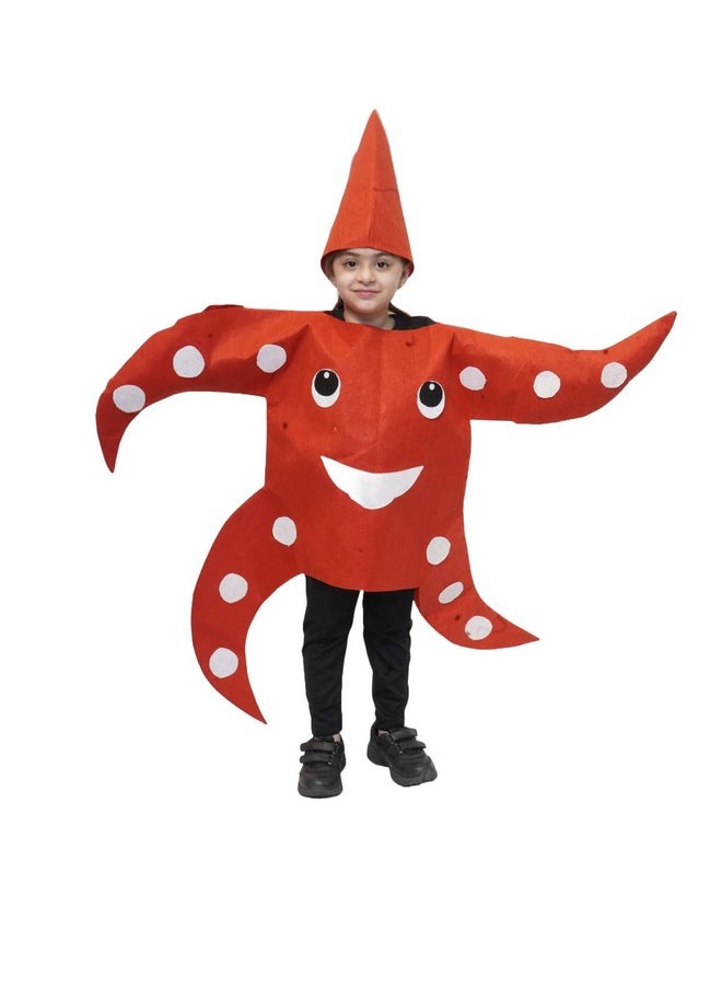 Kaku Fancy Dresses Polyester Star Fish Cutout For Kids, Water Animal Costume For Boys & Girls (Freesize/Only Cutout With Cap), Multicolor