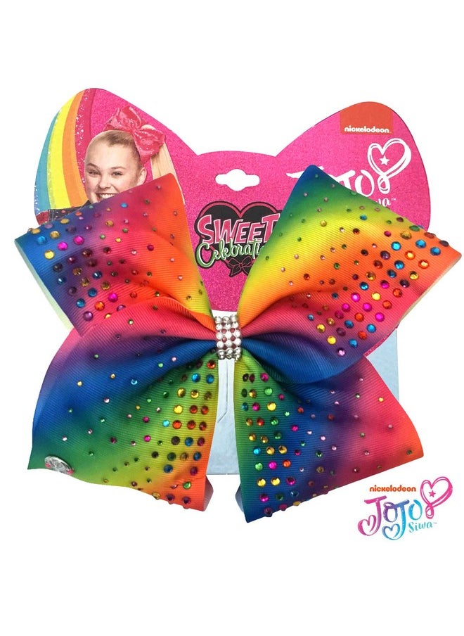 LUV HER JoJo Siwa Girls Big Bows - JoJo's Sweet 16 Birthday Collection, Rainbow with Gems