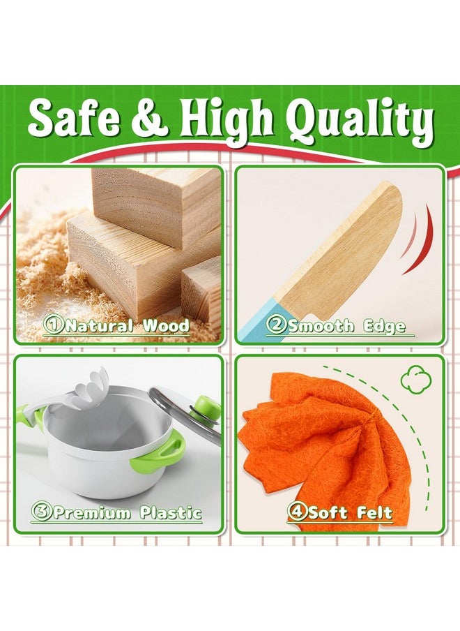Lehoo Castle Play Food Sets for Kids Kitchen, Wooden Toys Play Kitchen Accessories with Pot and Pan, Pizza Toy Pretend Play for Toddlers 3-5, Realistic Pasta Felt Play Food Set, 3 Year Old Girl Gift