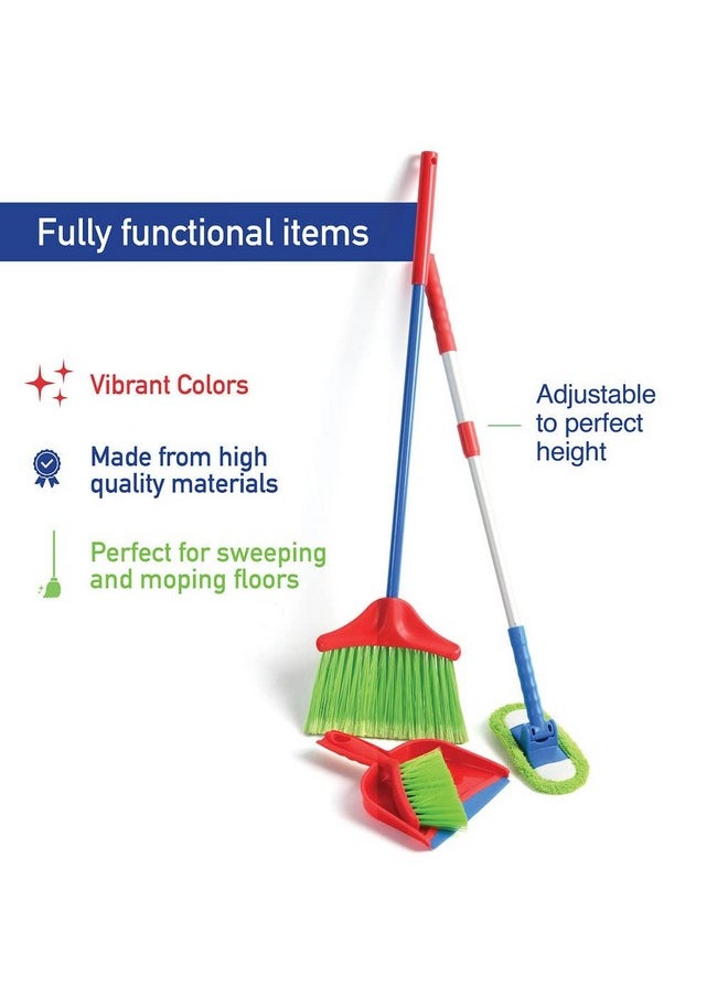 Play22 Kids Cleaning Set 4 Piece - Toy Cleaning Set Includes Broom, Mop, Brush, Dust Pan - Toy Kitchen Toddler Cleaning Set is A Great Toy Gift for Boys & Girls