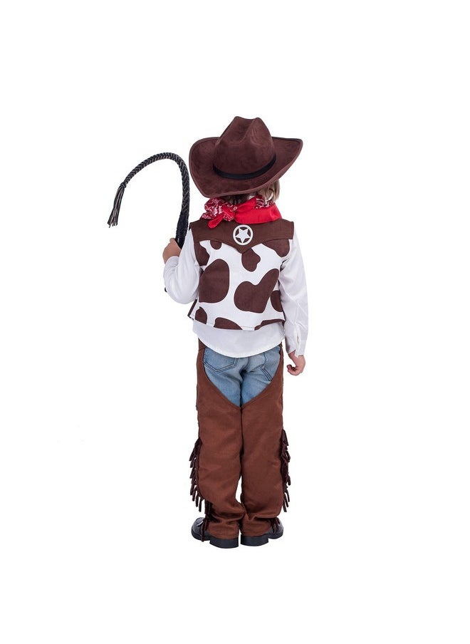 Spooktacular Creations Halloween Cowboy Costume for Boys, Kids Cowboy Costume Set, White&Brown Western Style Cowboy Outfit with Cowboy Hat for Toddler Dress-up, RolePlay Party (Small (5-7 YRS))