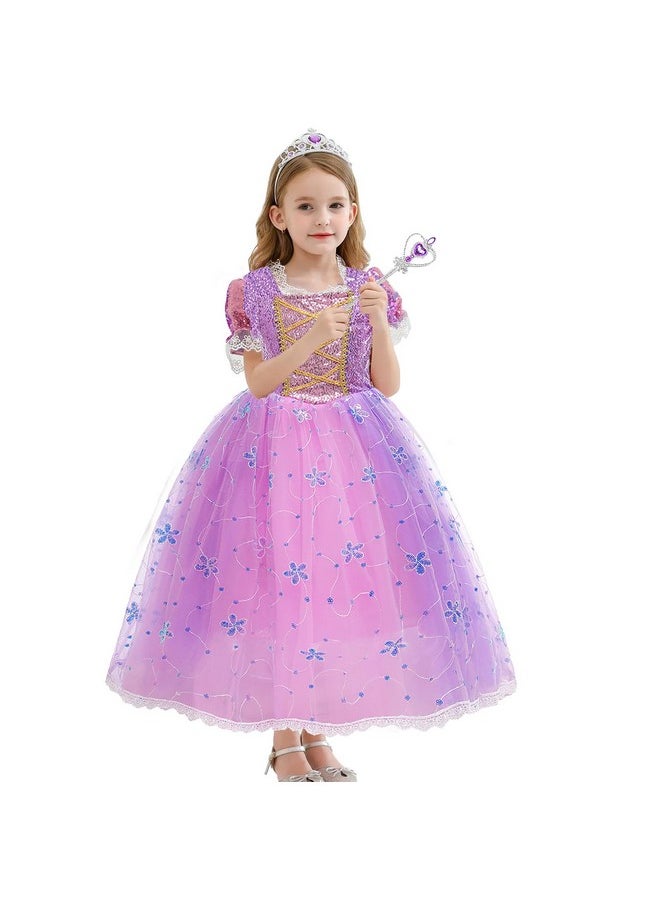 Tacobear Princess Rapunzel Costume, Dresses for Girls with Accessories Wigs Hair Butterfly Pins, Kids Birthday Party, Costumes for Girls, Princess Dress Up Clothes Outfit