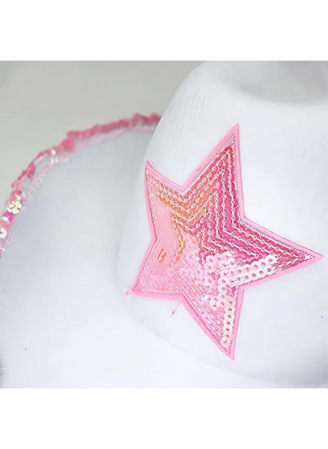 Rhode Island Novelty White Felt Cowgirl Hat with Pink Star, One per Order