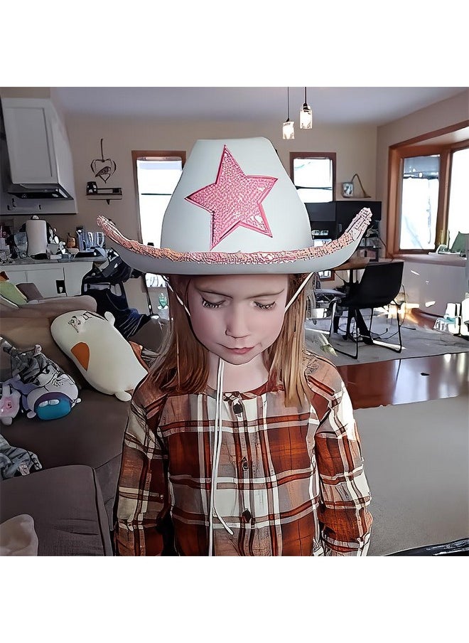 Rhode Island Novelty White Felt Cowgirl Hat with Pink Star, One per Order