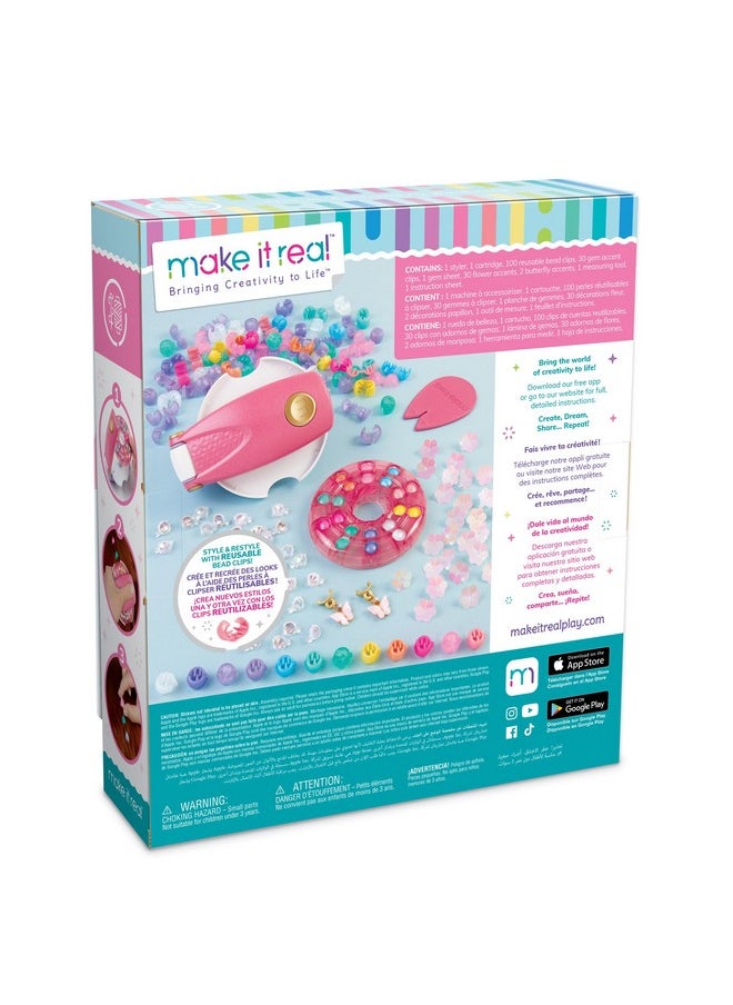 Make It Real Snap N' Glam Hair Styling Set - Create Unique Styles with 100 Reusable Bead Clips, Gems & Accents - Great for All Hair Types - Easy to Use, Remove, and Reuse - Fun Gift for Girls Ages 8