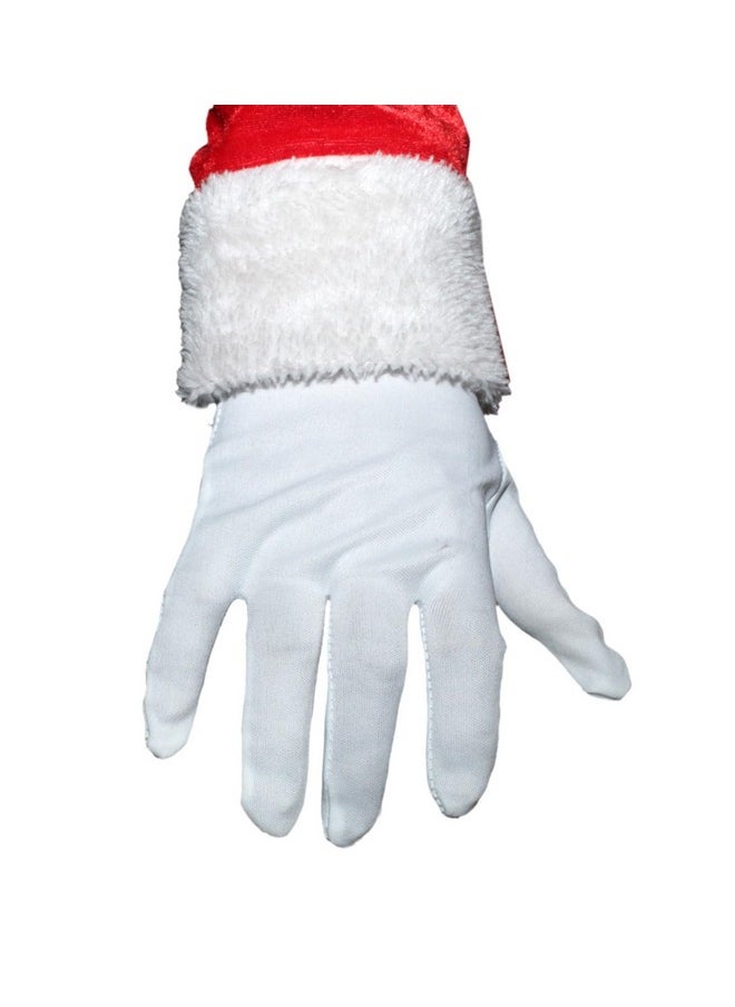 Kaku Fancy Dresses Santa Claus Heavy Beard Set With Gum Boot, Specs & Glove for Christmas in Velvet Fabric - Red & White 18-20 Years, For Boys & Girls