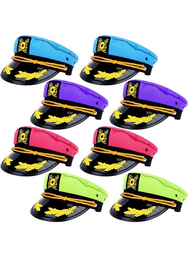 8 Pack Colorful Captain Hat Sailor Hat Unisex Boating Captain Hat Party Hats