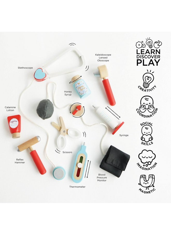 Le Toy Van - Kids Wooden Educational Pretend Play Honeybake Doctor's Medical Play Set Kit | Kids Pretend Play Role Play For Boys And Girls | 3 Year Old +, 8.66