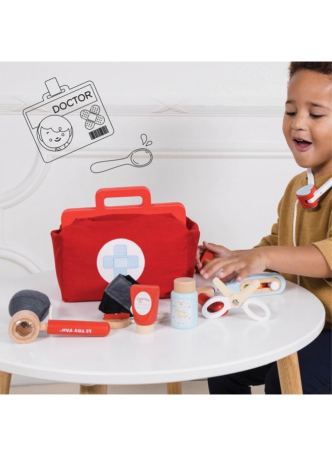 Le Toy Van - Kids Wooden Educational Pretend Play Honeybake Doctor's Medical Play Set Kit | Kids Pretend Play Role Play For Boys And Girls | 3 Year Old +, 8.66