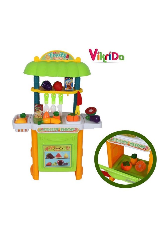 VikriDA Great Funny 37Pcs Fruit Game Toy for Kids Realistic Sliceable Fruits Cutting Play Toy