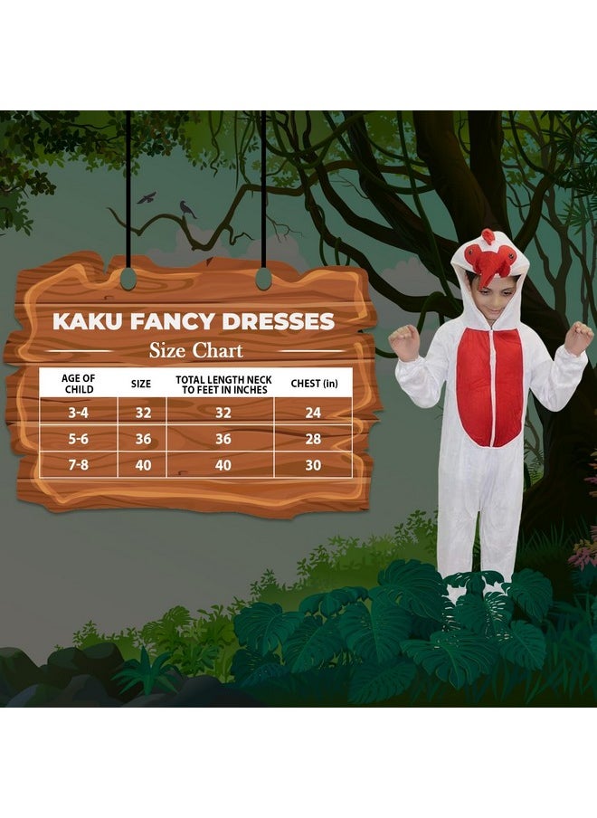 Kaku Fancy Dresses Fleece Cock Bird Costume For Kids - White & Red, 5-6 Years | Animal Fancy Dress For Boys & Girls