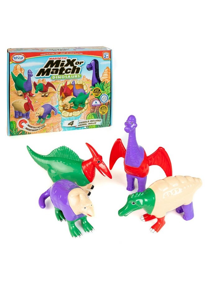 POPULAR PLAYTHINGS Magnetic Mix or Match Dinosaurs Toy Play Set, 12 Pieces