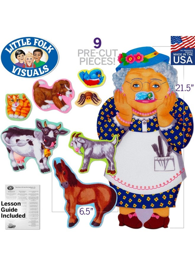 Little Folk Visuals Old Lady Who Swallowed a Fly Precut Flannel/Felt Board Figures, 9 Pieces Set