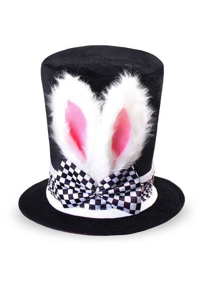 Keymall White Rabbit Costume Accessory Set 4 Pieces Bunny Ear Top Hat Bowtie Round Glasses Clock Props For Easter Halloween (Set A)