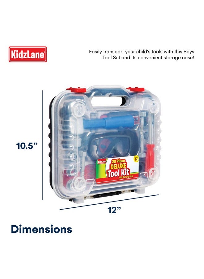 Kidzlane Tool Set for Toddlers & Kids | 20pcs Toy Tools with Electronic Cordless Drill and Tool Box | Play Tool Kit for Kids & Toddler Boys & Girls | Kids Tool Kit 19 Pieces | Kids Tool Box