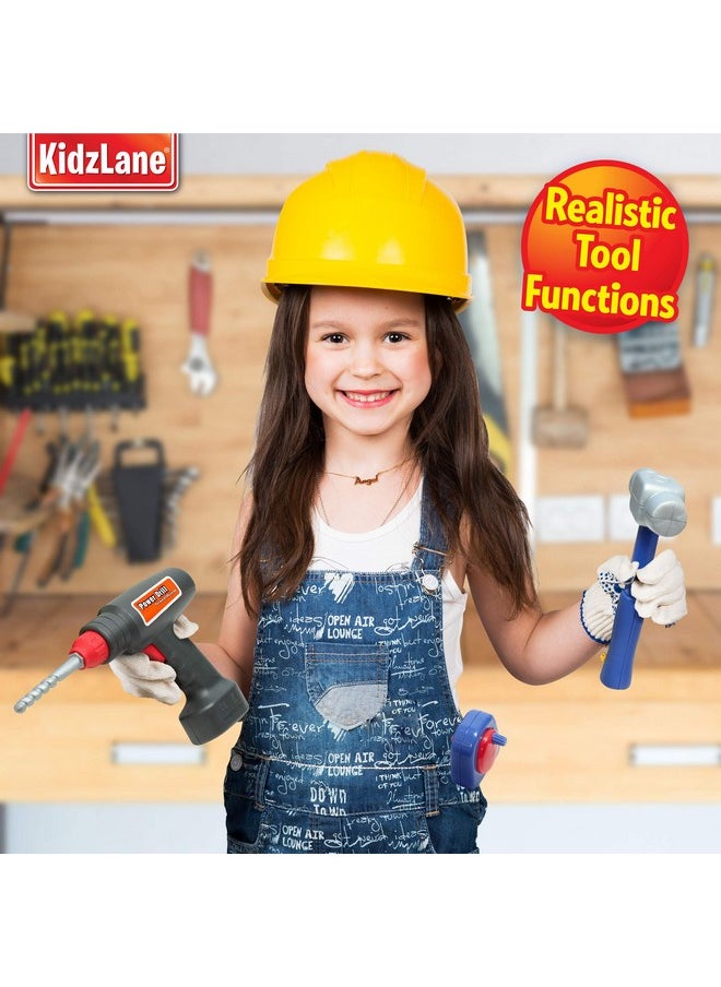 Kidzlane Tool Set for Toddlers & Kids | 20pcs Toy Tools with Electronic Cordless Drill and Tool Box | Play Tool Kit for Kids & Toddler Boys & Girls | Kids Tool Kit 19 Pieces | Kids Tool Box
