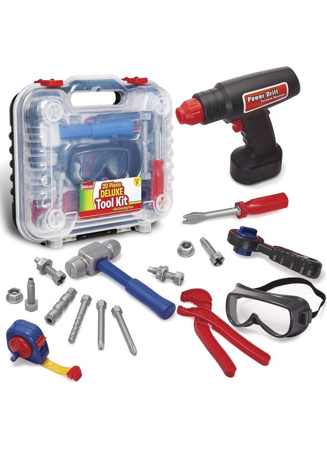 Kidzlane Tool Set for Toddlers & Kids | 20pcs Toy Tools with Electronic Cordless Drill and Tool Box | Play Tool Kit for Kids & Toddler Boys & Girls | Kids Tool Kit 19 Pieces | Kids Tool Box