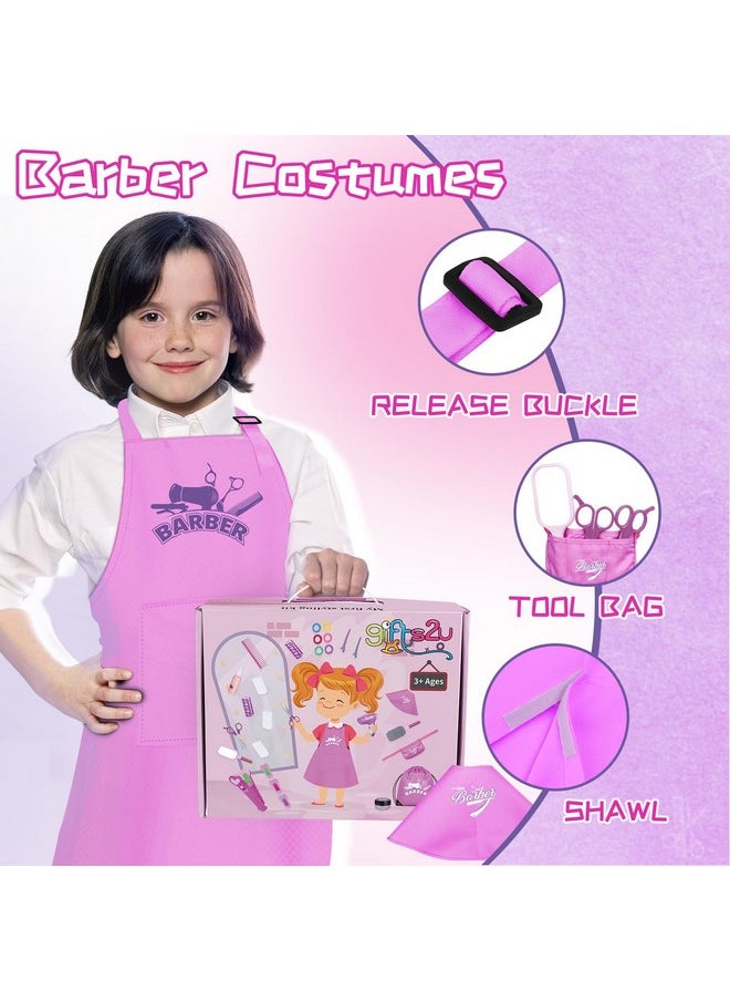 Gifts2U Hair Salon Toys for Girls, 26 Pcs Realistic Girl Beauty Salon Playset Hair Styling Set with Blow Dryer, Barber Costume Apron, Scissors and Stylist Accessories.