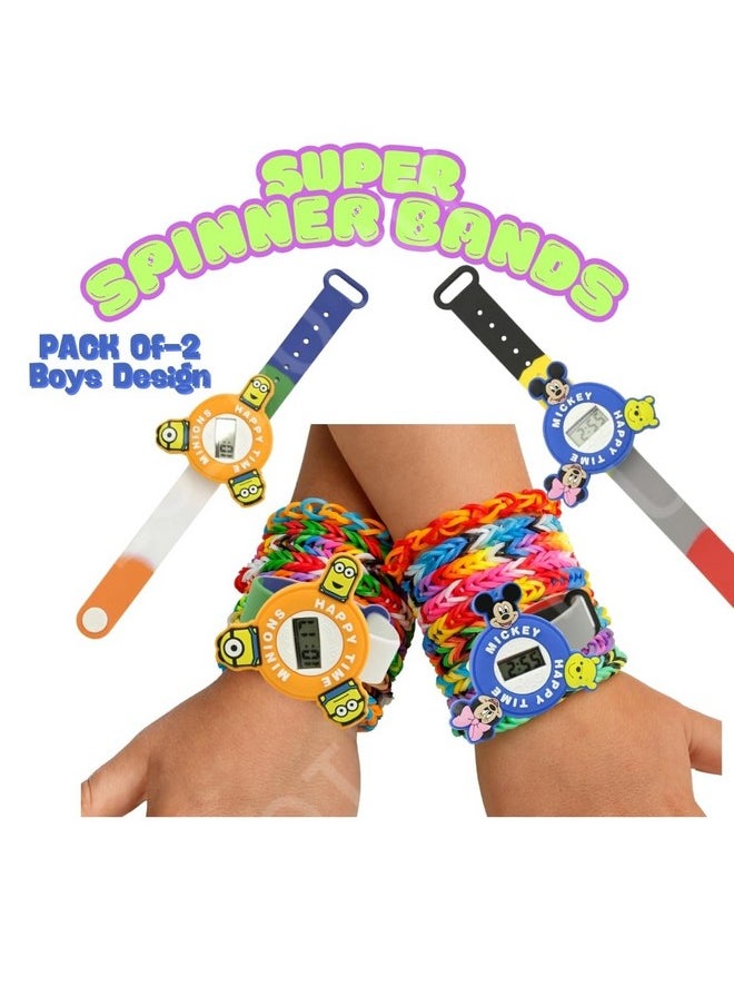 PLUSPOINT Kids Cartoon Wrist Band for Boys and Girls Spinning Band Cute Cartoon Bracelet Wrist Band with Spinning Digital Watch, Great Birthday Gift Toys for Kids Return Gift for Kids