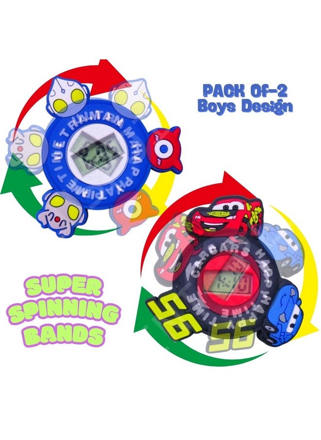 PLUSPOINT Kids Cartoon Wrist Band for Boys and Girls Spinning Band Cute Cartoon Bracelet Wrist Band with Spinning Digital Watch, Great Birthday Gift Toys for Kids Return Gift for Kids
