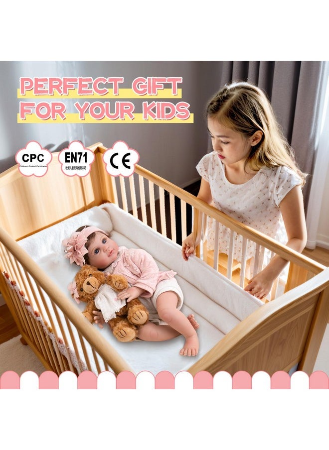 Aori Reborn Baby Dolls - 22 inch Lifelike Realistic Baby Girl Doll with Feeding Toy Accessories for Kids 3+