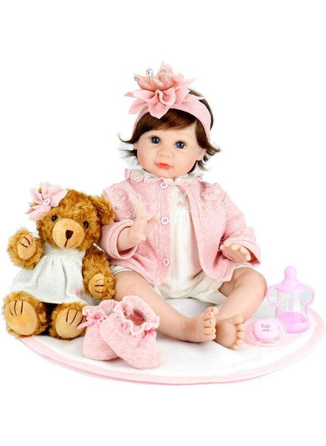 Aori Reborn Baby Dolls - 22 inch Lifelike Realistic Baby Girl Doll with Feeding Toy Accessories for Kids 3+