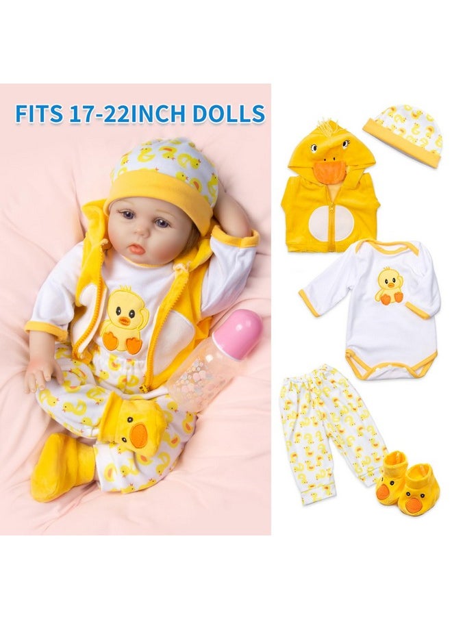 PEDOLLTREE Reborn Baby Dolls Clothes Accessories Yellow Duck 9pcs Set with Backpack Diaper for 17-22 Inch Reborn Doll Newborn Girl&Boy