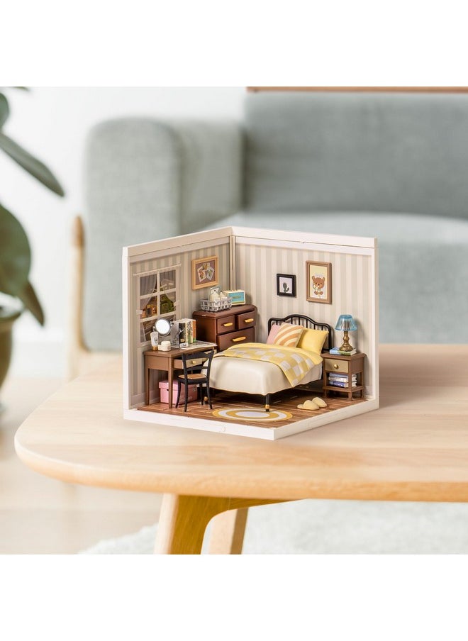 ROBOTIME DIY Miniature House Kit Mini Dollhouse Building Toy Set Plastic Tiny Room Making Kit with Accessories Model Room Craft Hobby Decent Gifts (Sweet Dream Bedroom)