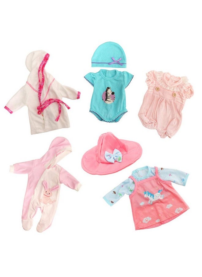Miunana 5 PCS 16-18 inch Baby Doll Clothes Outfit Pajamas for Baby Doll Clothes, 17 Inch Doll and for 18 Inch Girl Doll Outfits 2 Years Old Baby Doll