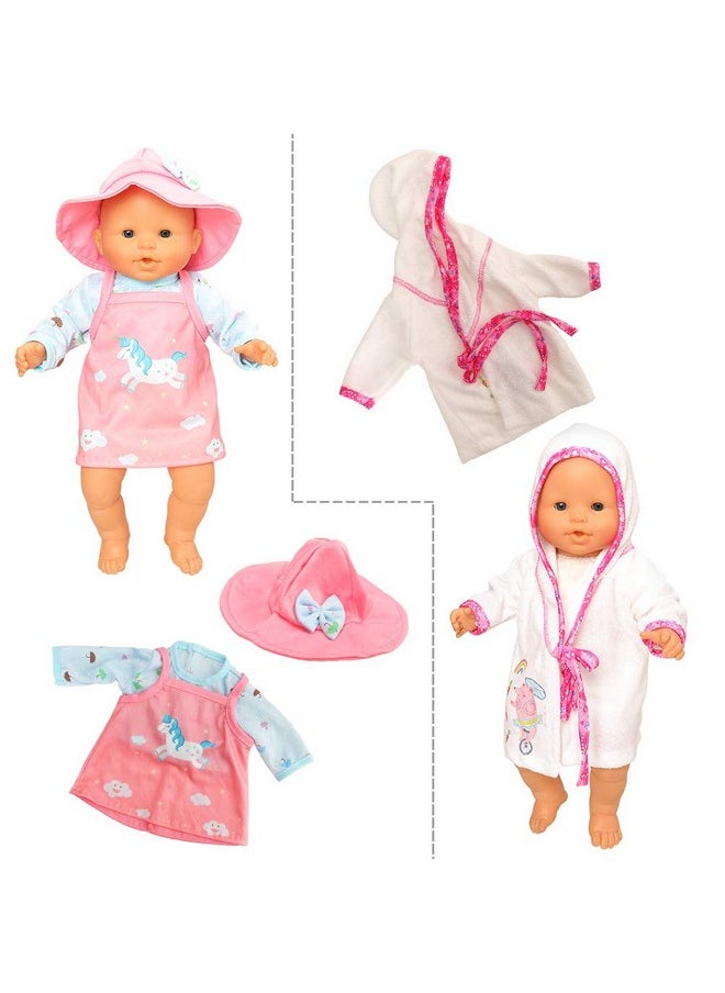 Miunana 5 PCS 16-18 inch Baby Doll Clothes Outfit Pajamas for Baby Doll Clothes, 17 Inch Doll and for 18 Inch Girl Doll Outfits 2 Years Old Baby Doll