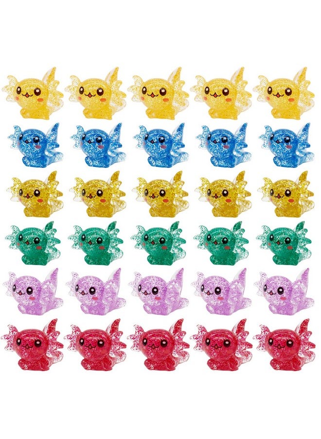 X Hot Popcorn 30pcs Mini Axolotl Resin Charms Miniature Glitter Axolotl Tiny Animal Figures Resin Trinkets Marine Aquarium Ornaments Dollhouse Decor for DIY Fish Tank Potted Garden Fairy Accessory