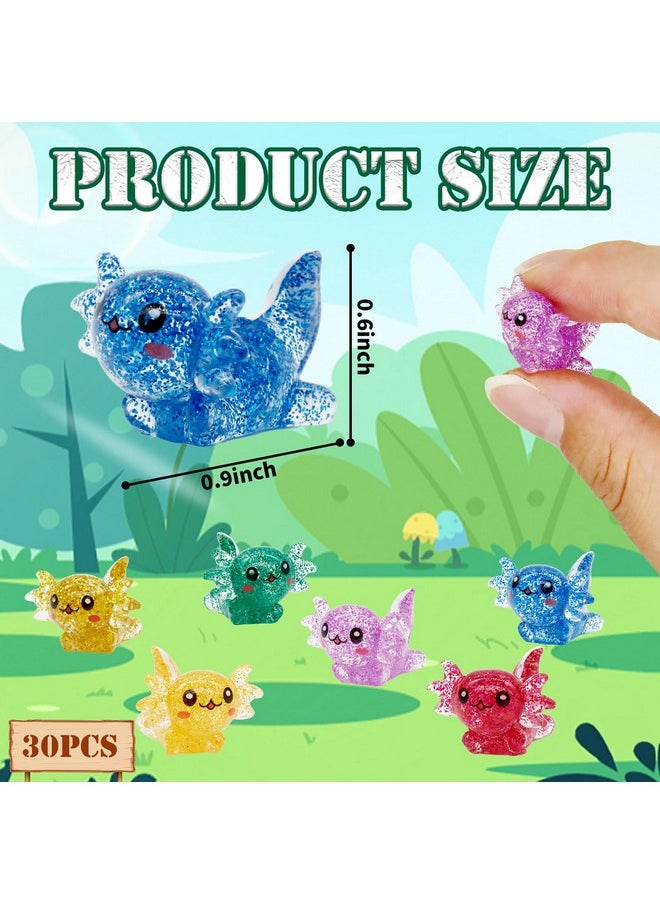 X Hot Popcorn 30pcs Mini Axolotl Resin Charms Miniature Glitter Axolotl Tiny Animal Figures Resin Trinkets Marine Aquarium Ornaments Dollhouse Decor for DIY Fish Tank Potted Garden Fairy Accessory