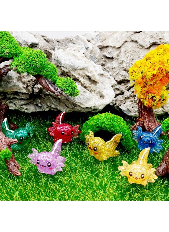 X Hot Popcorn 30pcs Mini Axolotl Resin Charms Miniature Glitter Axolotl Tiny Animal Figures Resin Trinkets Marine Aquarium Ornaments Dollhouse Decor for DIY Fish Tank Potted Garden Fairy Accessory