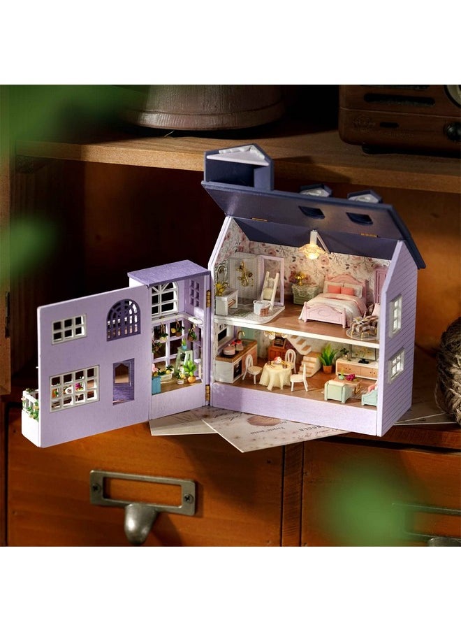 Flever Dollhouse Miniature DIY House Kit Creative Room with Furniture for Romantic Valentine's Gift (Happy House)