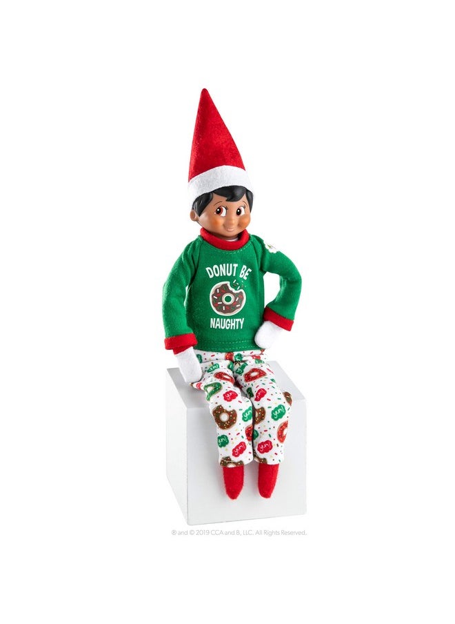The Elf on the Shelf Donut Pajama Outfit - 2019 Retro Claus Couture Sleepover Set (Two Piece) - Cute Christmas Themed PJ Outfit For Both Boy and Girl Elves - Dress Your Sleepy Elves For Christmas Eve